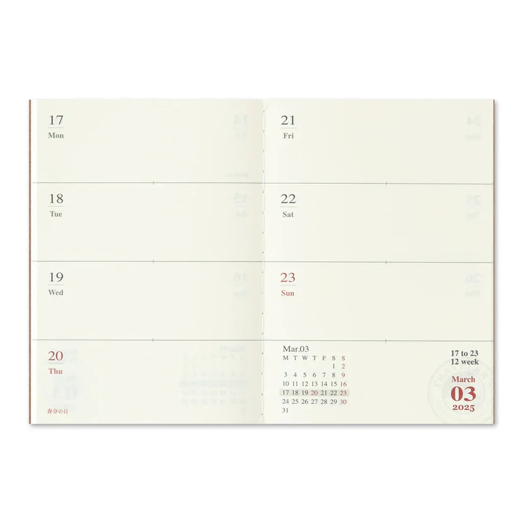 Traveler's Company 2025 - Weekly Diary Refill (Passport)