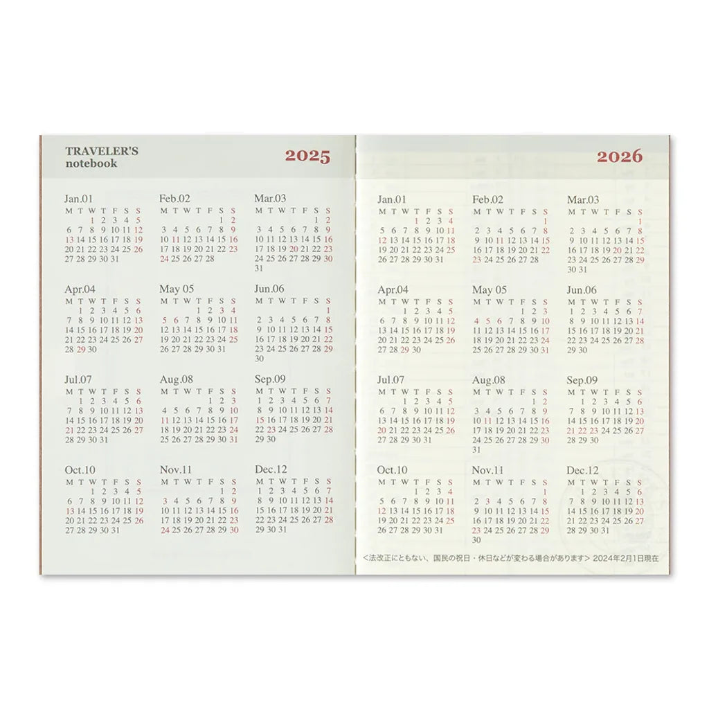 Traveler's Company 2025 - Weekly Diary Refill (Passport)