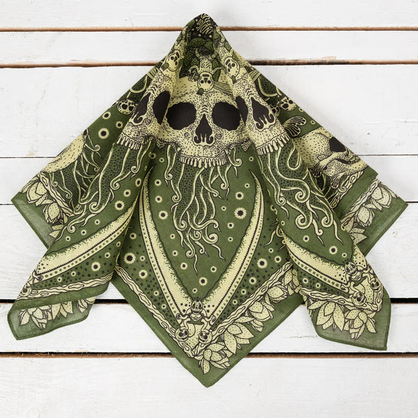 Indigofera Skull Bandana Green (1970-232-02)