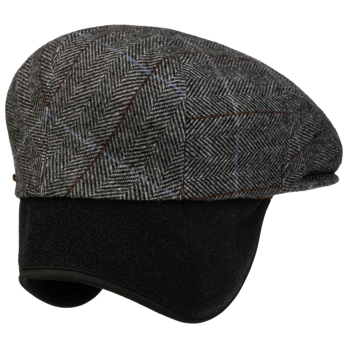 Stetson Kent Wool Ivy Cap with Earflaps - Herringbrown/Grey (6210105)