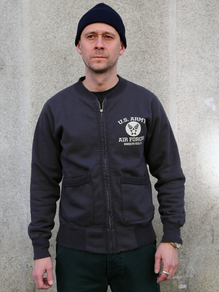 Buzz Rickson's Full Zip Sweatshirt U.S. Army Air Forces – Black