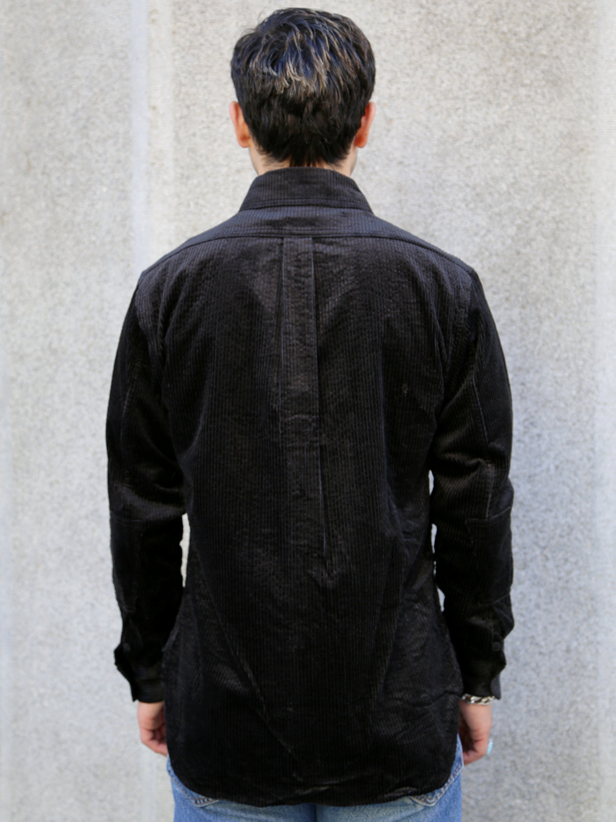 Black Sign Shining Cord Soldier Shirt – Silky Black (BSFL-23102)