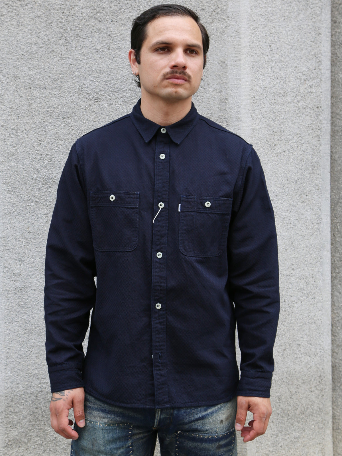 Omoto Denim 8oz Ichimatsu Denim Work Shirt – Indigo (5019)