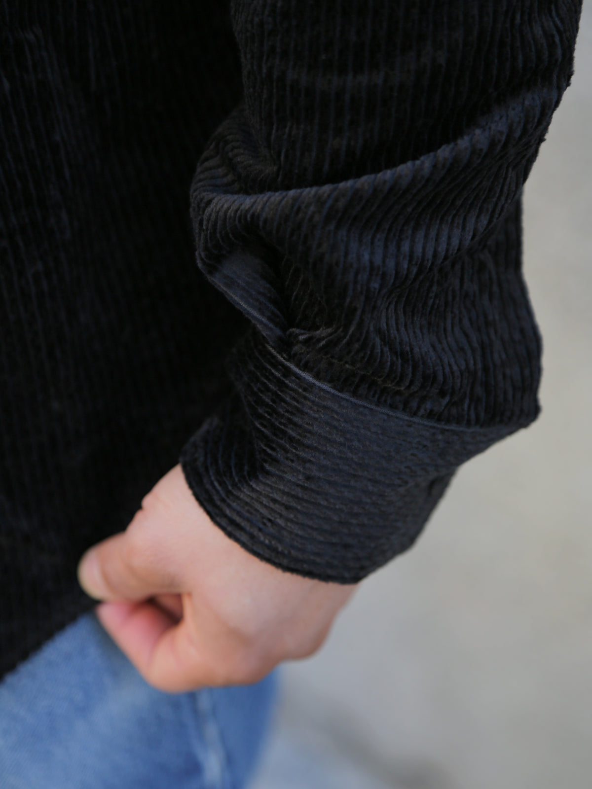 Black Sign Shining Cord Soldier Shirt – Silky Black (BSFL-23102)