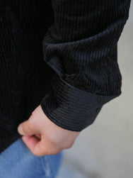 Black Sign Shining Cord Soldier Shirt – Silky Black (BSFL-23102)