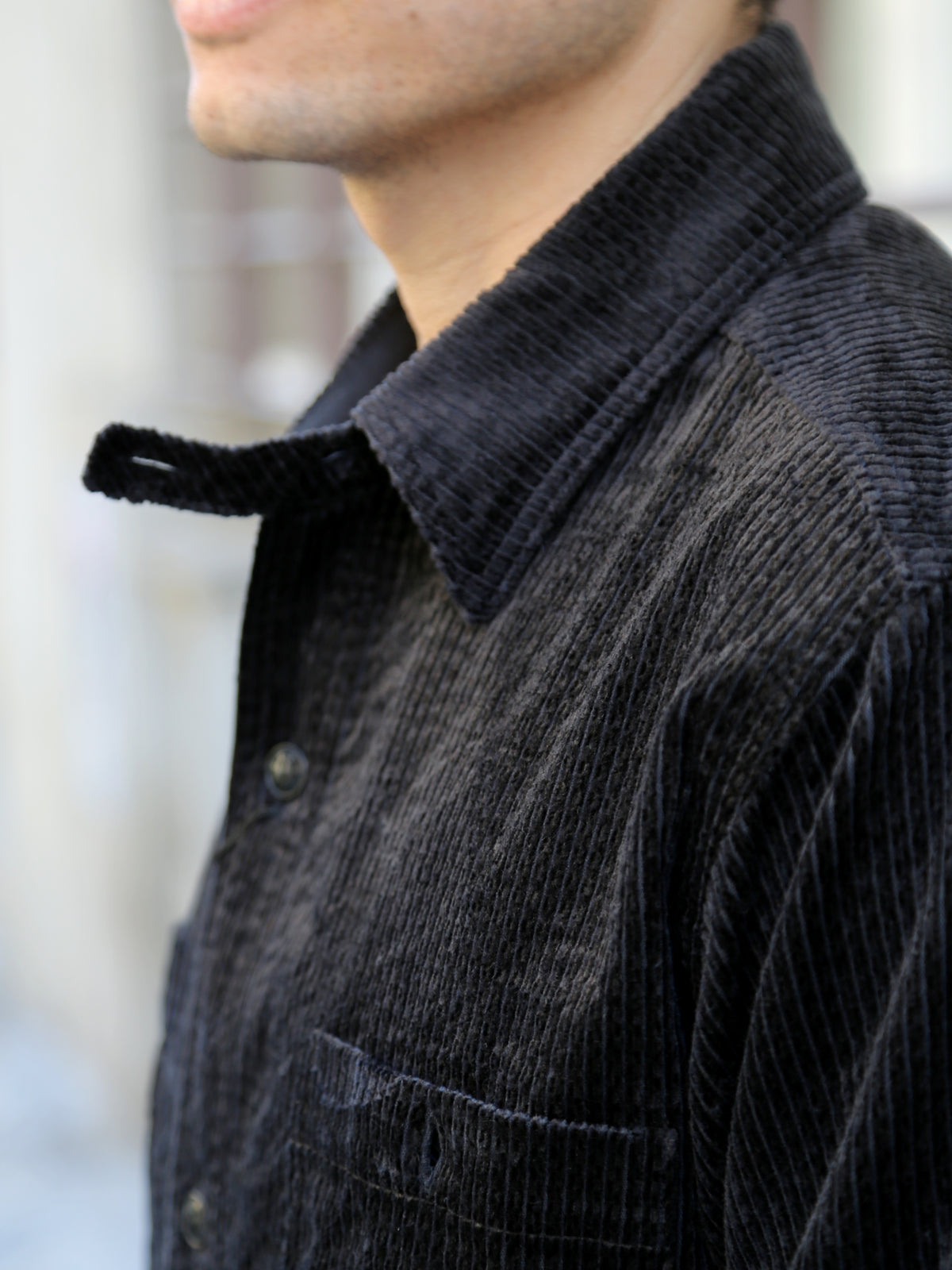 Black Sign Shining Cord Soldier Shirt – Silky Black (BSFL-23102)