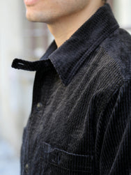 Black Sign Shining Cord Soldier Shirt – Silky Black (BSFL-23102)