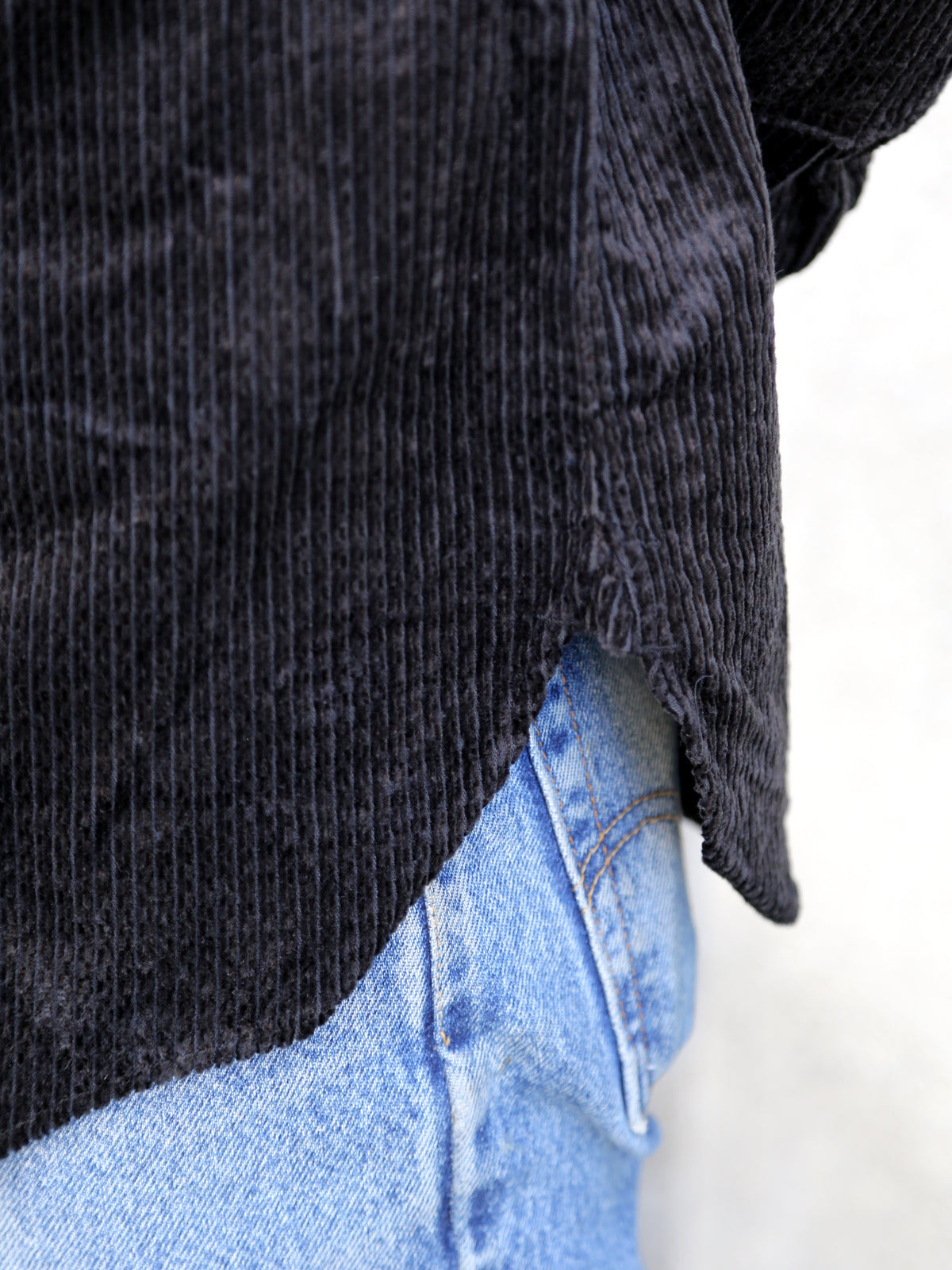 Black Sign Shining Cord Soldier Shirt – Silky Black (BSFL-23102)