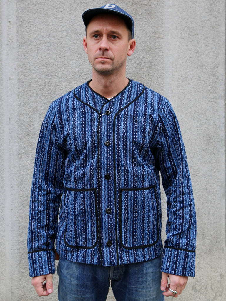 Samurai Jeans Baseball Shirt Liner – Indigo Stripe (SJCJK25-LNR