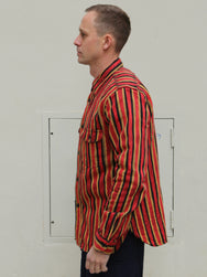 Samurai Jeans SDN23-01W Heavyweight "Drunk Stripe" Flannel Shirt - Red