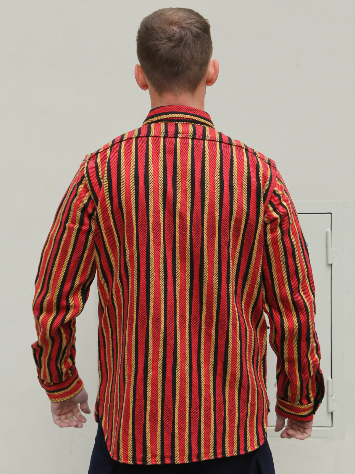 Samurai Jeans SDN23-01W Heavyweight "Drunk Stripe" Flannel Shirt - Red