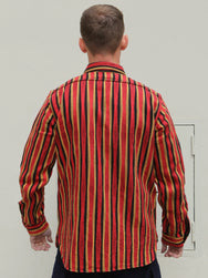 Samurai Jeans SDN23-01W Heavyweight "Drunk Stripe" Flannel Shirt - Red