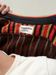 Samurai Jeans SDN23-01W Heavyweight "Drunk Stripe" Flannel Shirt - Red