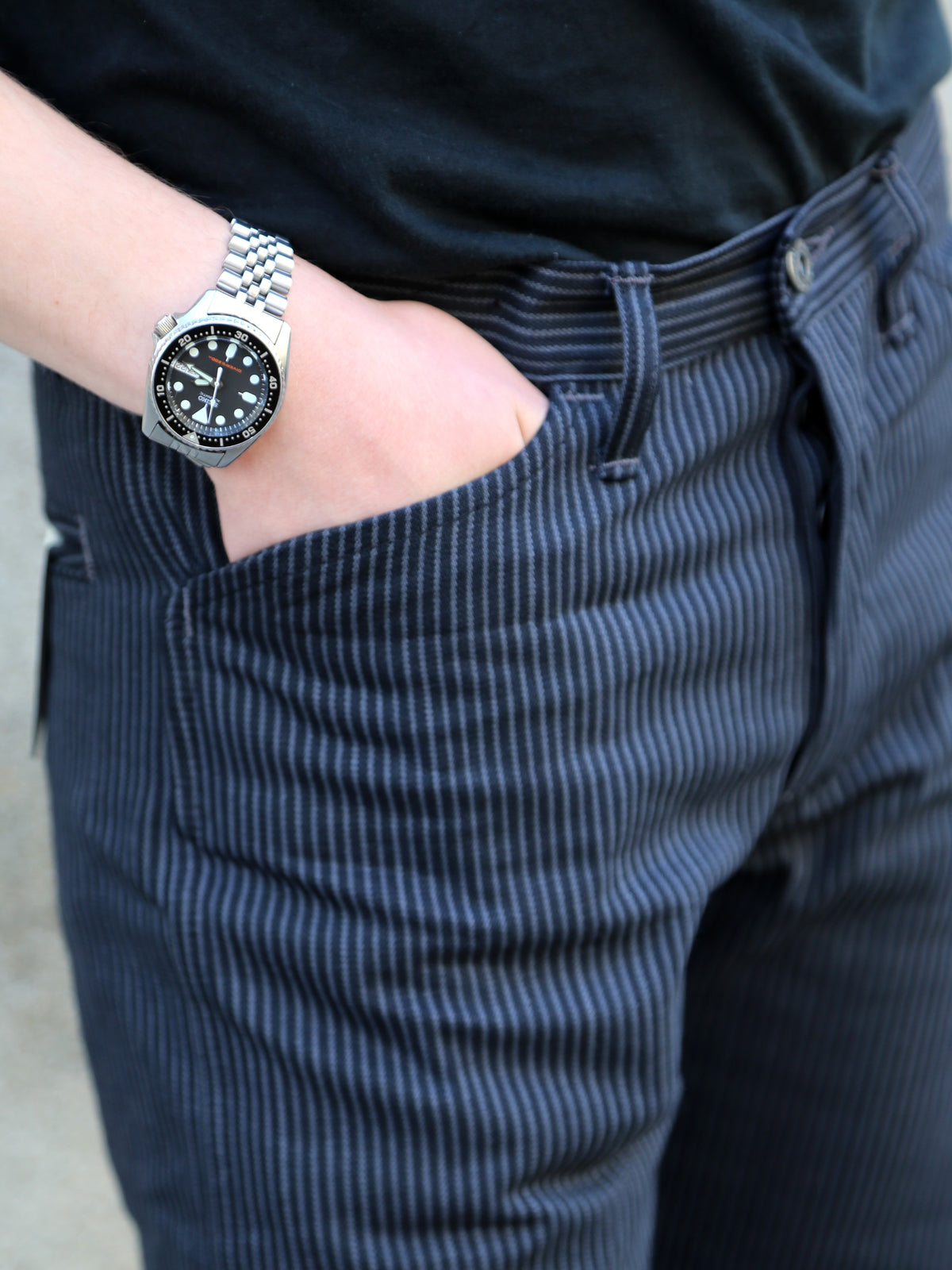 Indigofera 12oz Viridecent Stripe Swearengen Pants – Green/Black