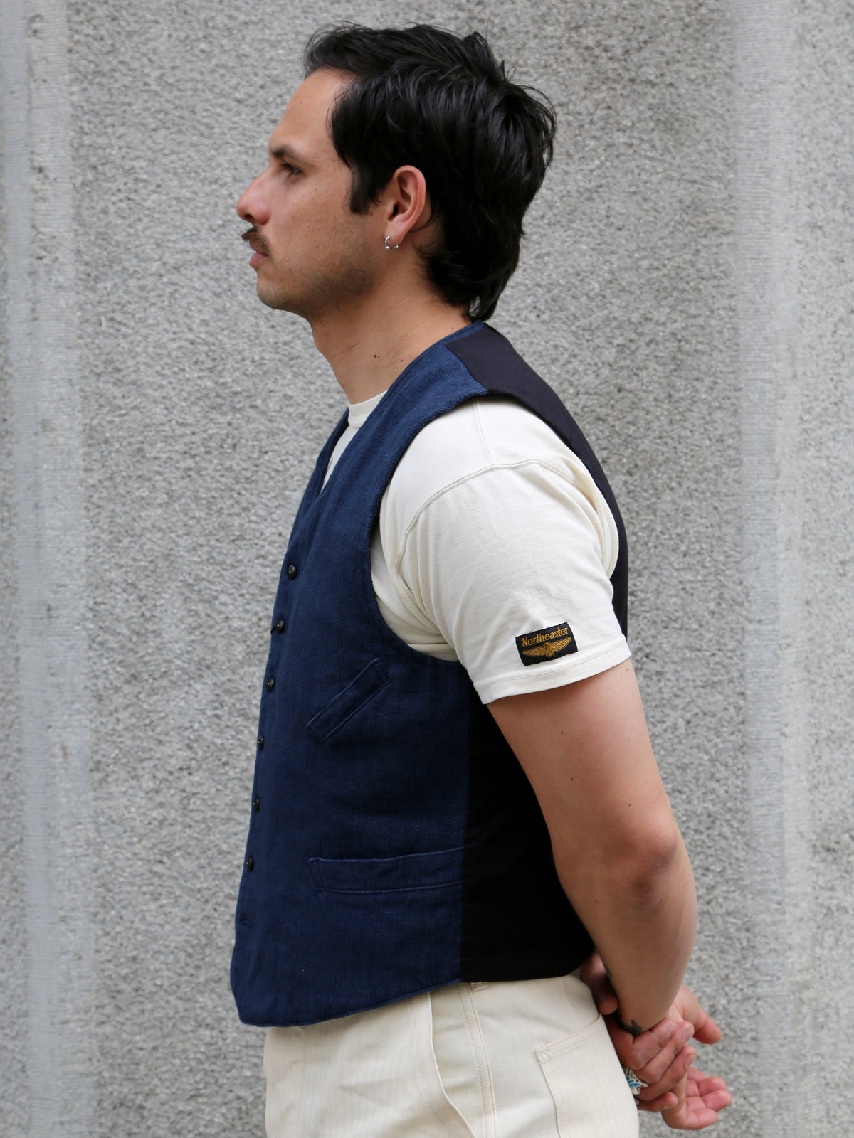Black Sign Rasp Dobby Antique Vest – Blue Moon (BSSV-25202)