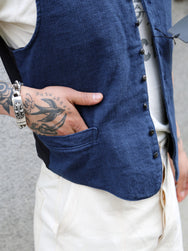 Black Sign Rasp Dobby Antique Vest – Blue Moon (BSSV-25202)