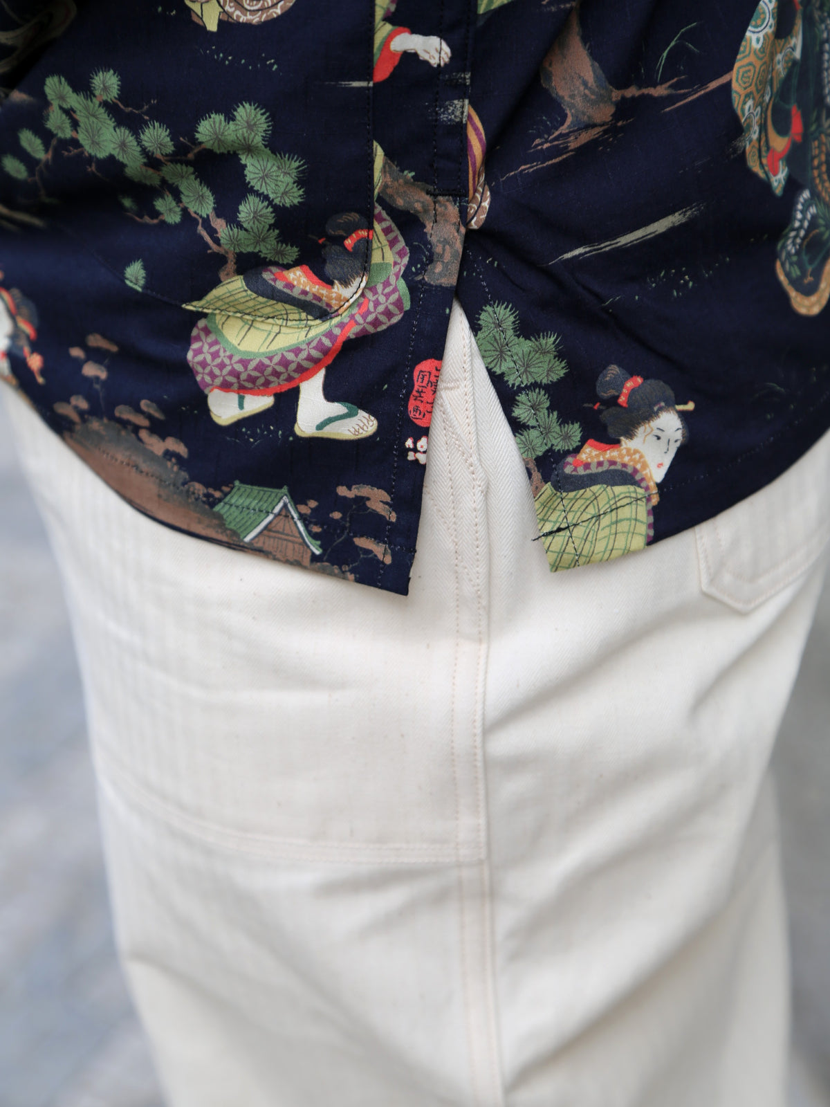 Black Sign “Kuniyoshi Utagawa” Three Quarter Sleeve Night Hawaiian Shirt – Sumidagawa-no-Asagiri (BSSL-25110)