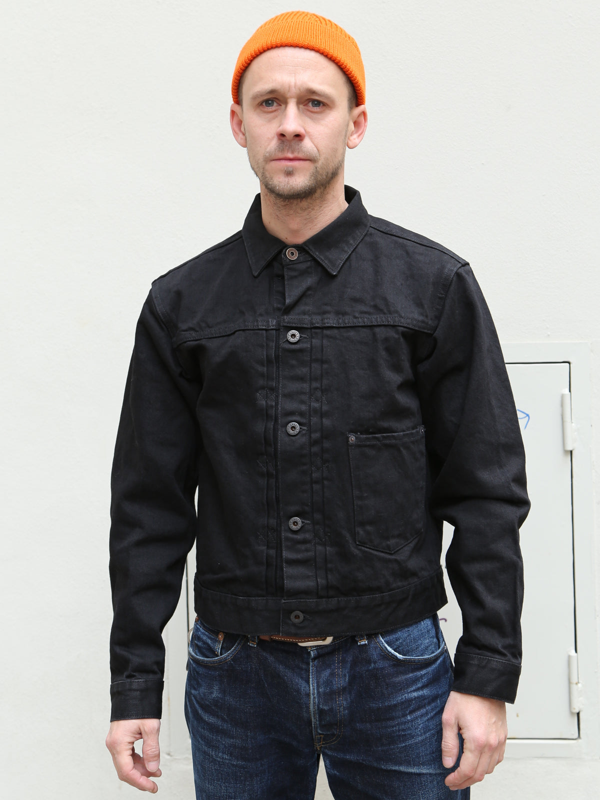 Black Sign 15oz Black Denim Pleats Jacket - Deep Black BSFJ-20412