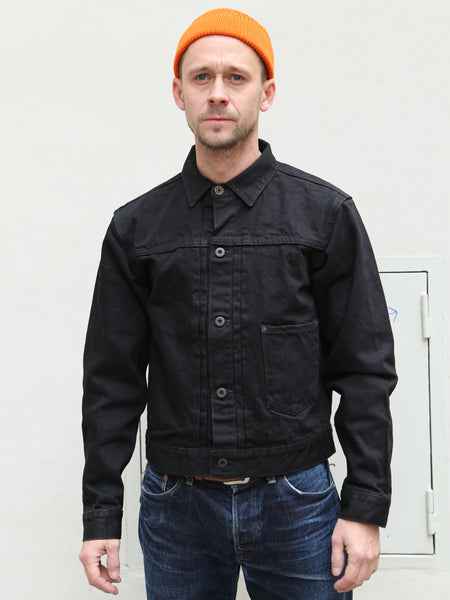 Black Sign 15oz Black Denim Pleats Jacket - Deep Black BSFJ-20412