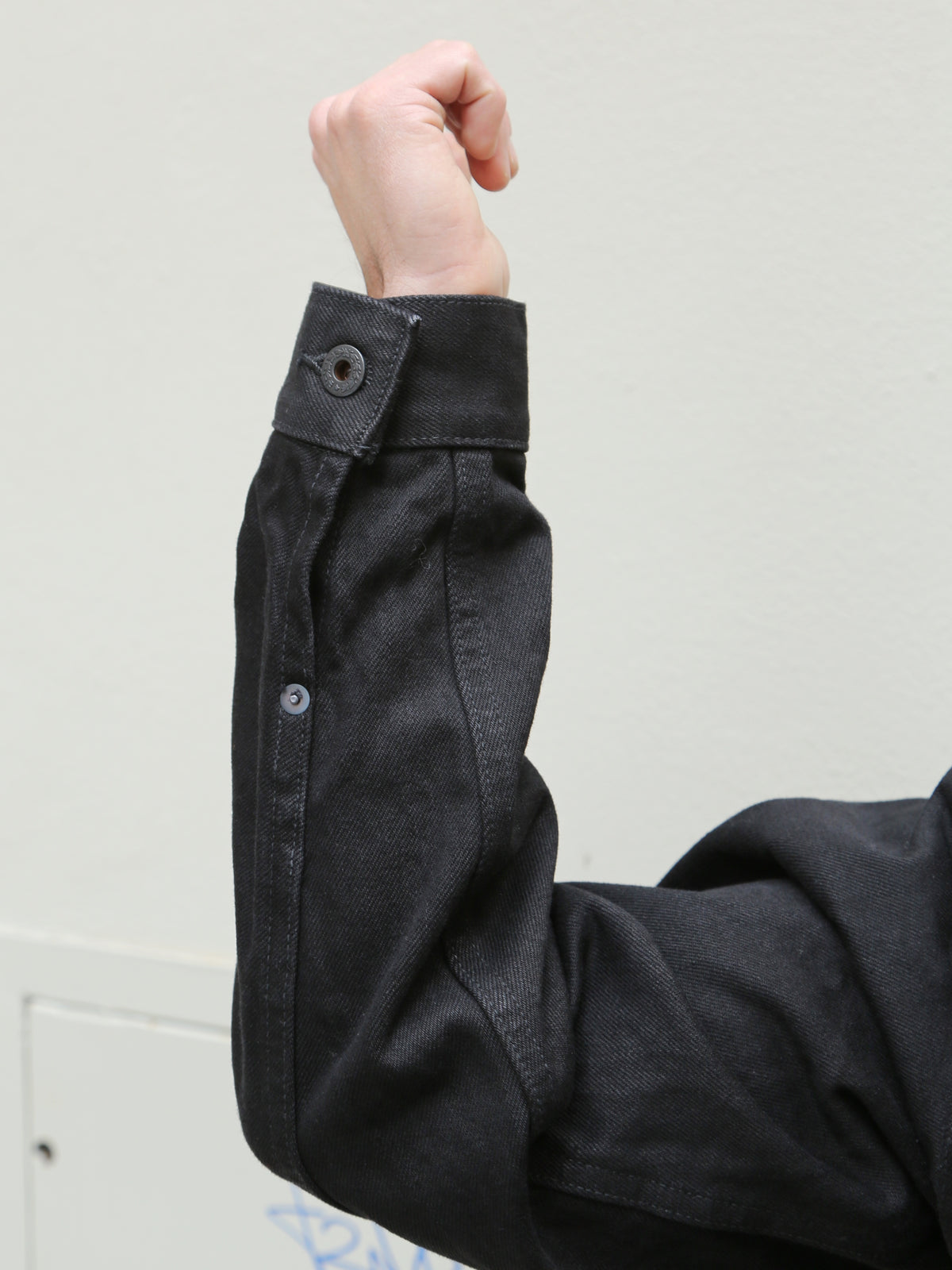 Black Sign 15oz Black Denim Pleats Jacket - Deep Black BSFJ-20412