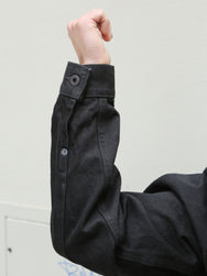 Black Sign 15oz Black Denim Pleats Jacket - Deep Black BSFJ-20412