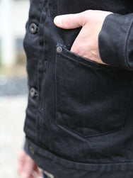 Black Sign 15oz Black Denim Pleats Jacket - Deep Black BSFJ-20412