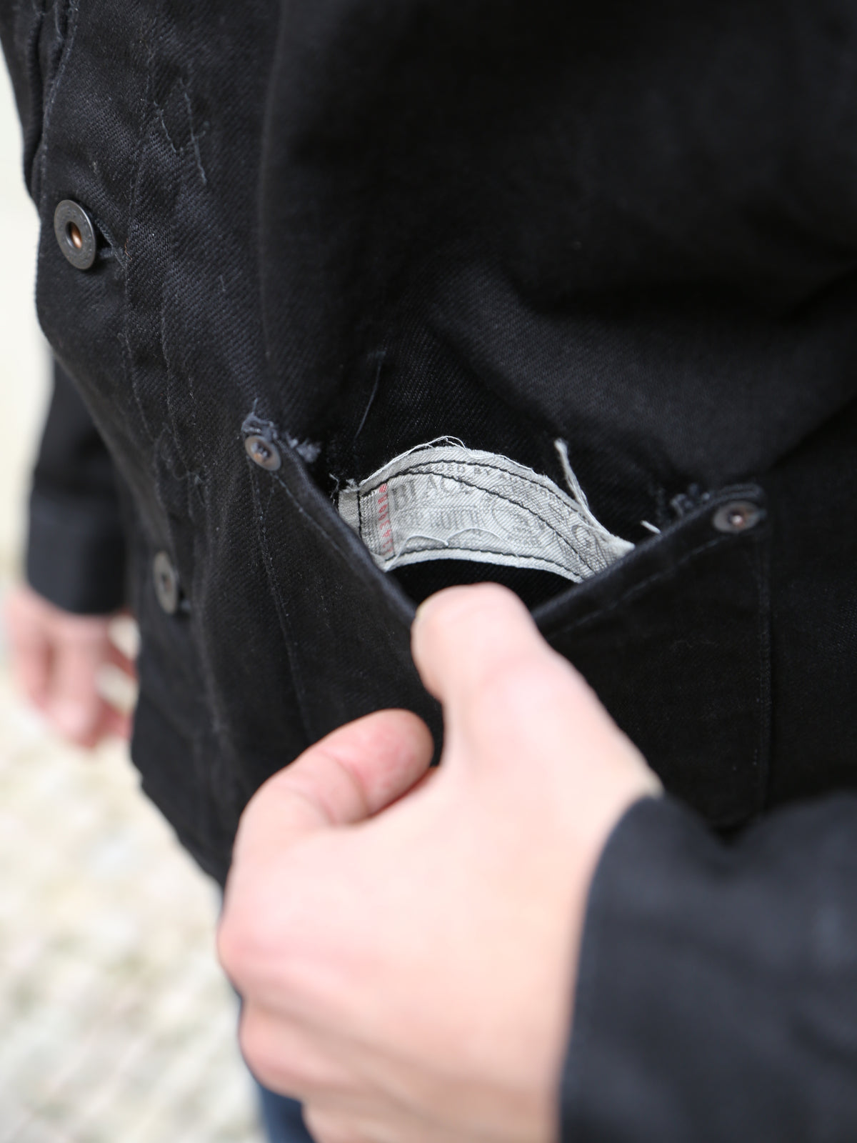 Black Sign 15oz Black Denim Pleats Jacket - Deep Black BSFJ-20412