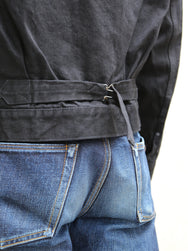 Black Sign 15oz Black Denim Pleats Jacket - Deep Black BSFJ-20412