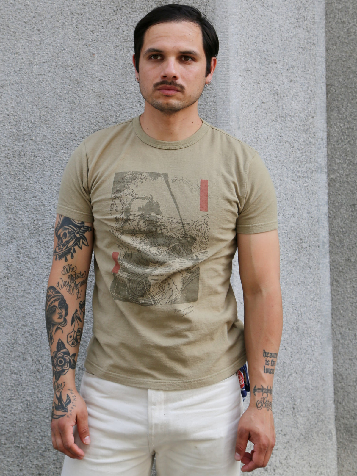 Samurai Jeans "RASEN" Inlay Loopwheel T-Shirt "RASEN" – Olive (SJST25-106)
