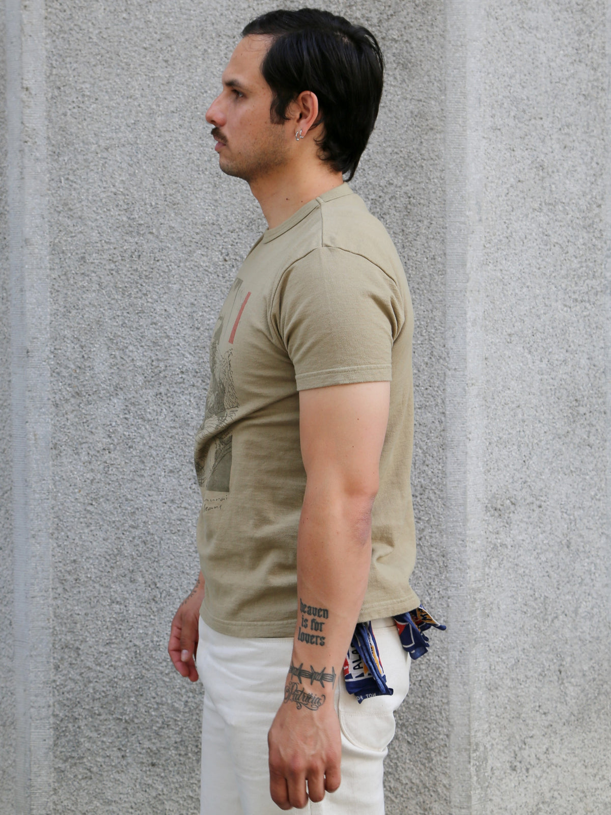 Samurai Jeans "RASEN" Inlay Loopwheel T-Shirt "RASEN" – Olive (SJST25-106)