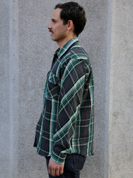 Indigofera Bryson Shirt Unbrushed Check – Black / Green / White / Turquoise (6335-848-04)