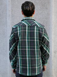 Indigofera Bryson Shirt Unbrushed Check – Black / Green / White / Turquoise (6335-848-04)