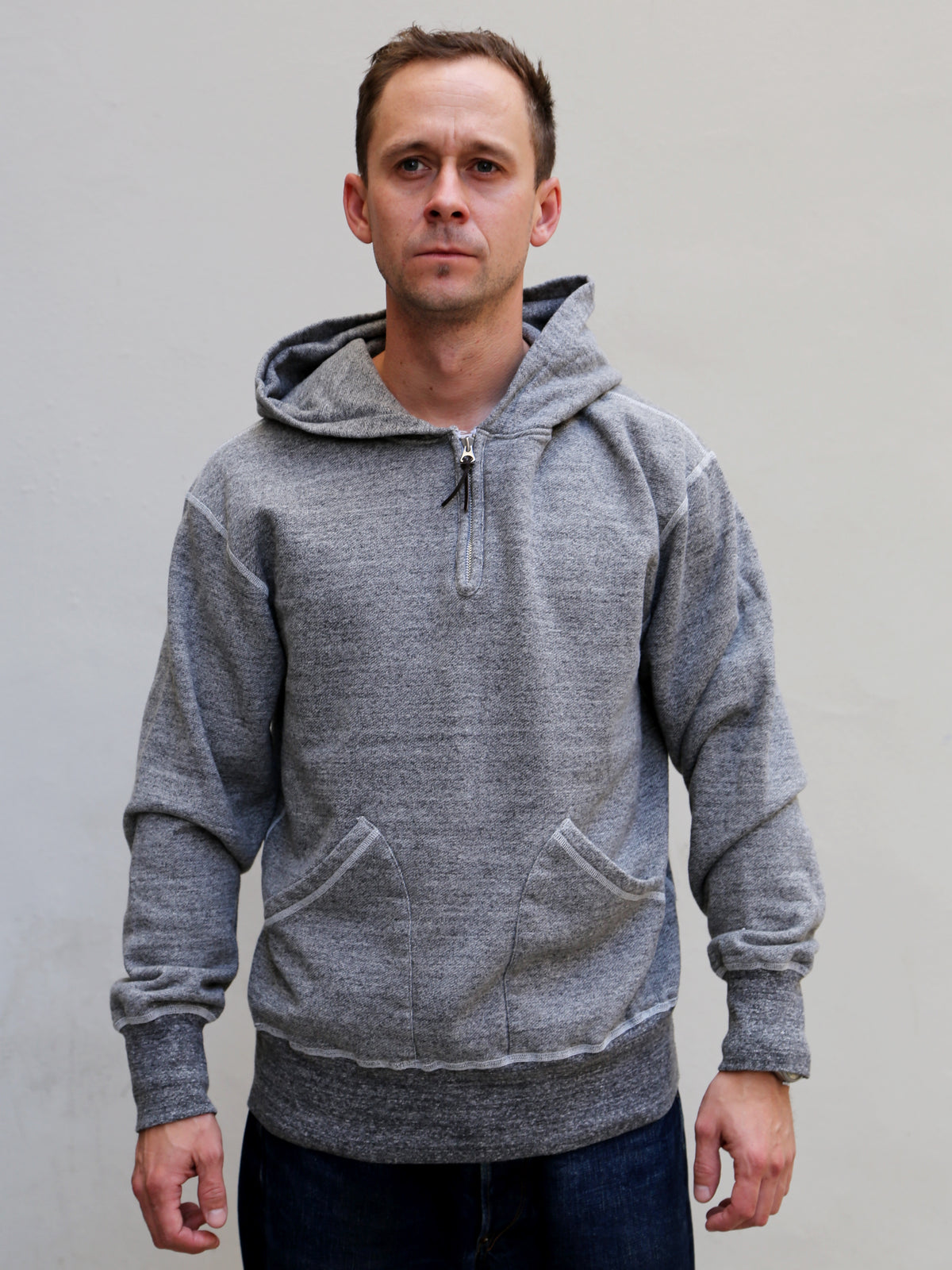 National Athletic Goods 1/4 Zip Parka Sweatshirt - Dark Grey