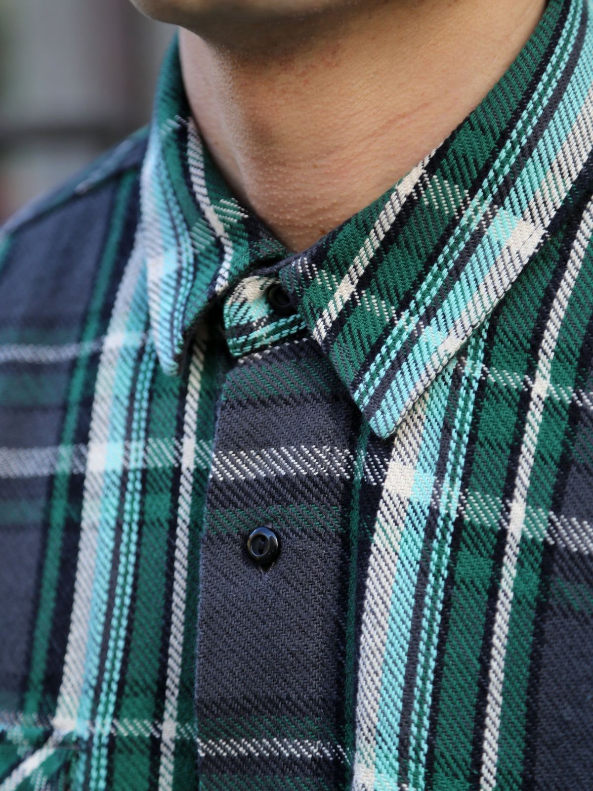 Indigofera Bryson Shirt Unbrushed Check – Black / Green / White / Turquoise (6335-848-04)