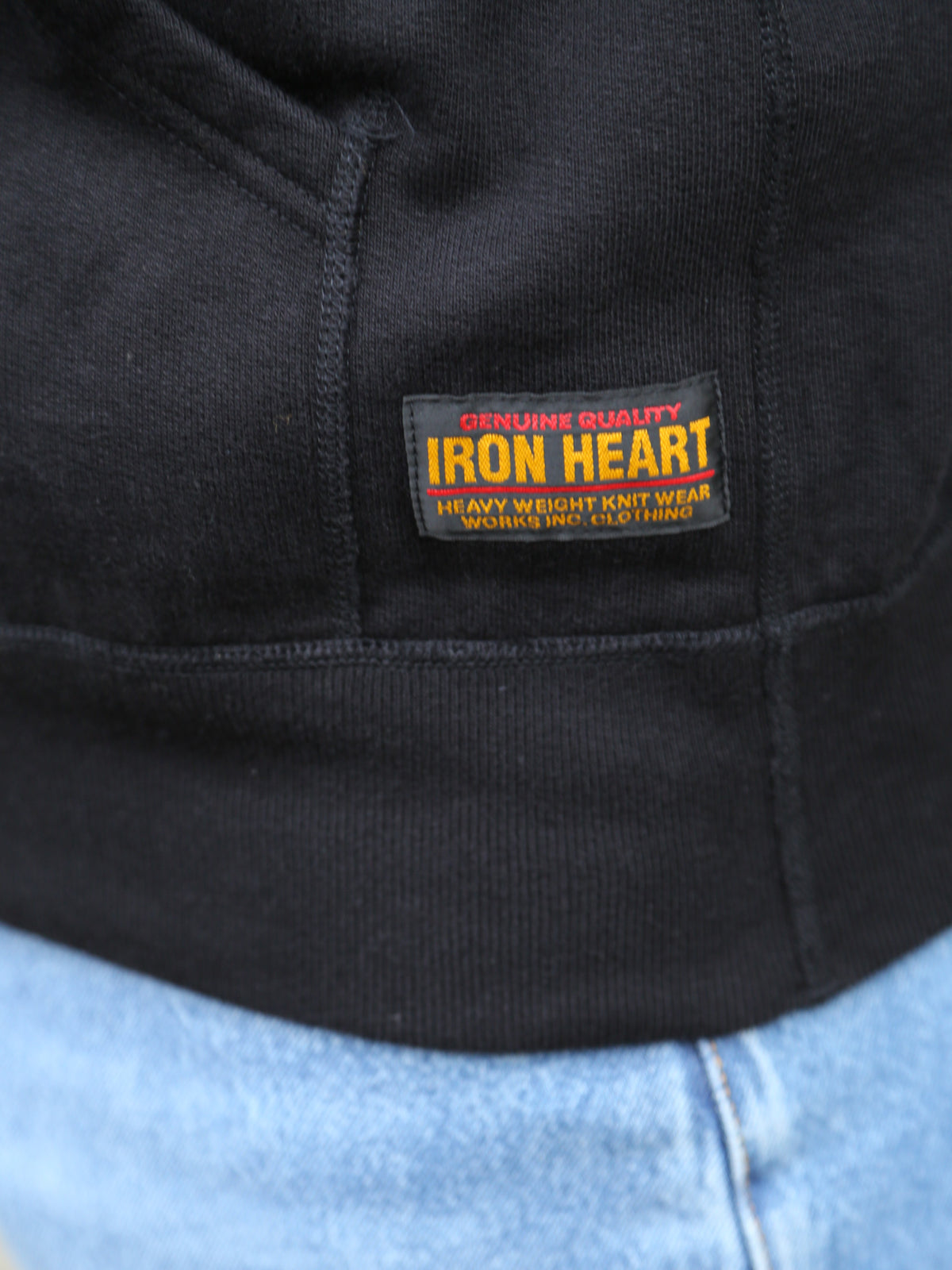 Iron Heart Printed 14oz Ultra Heavyweight Zippered Hoodie – Black (IHSW-77L-BLK)
