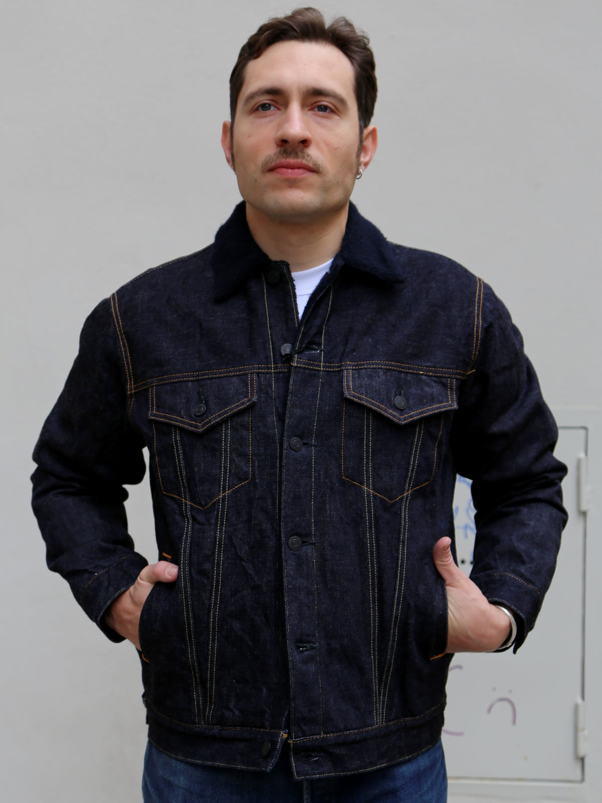 Momotaro Jeans 15.7Oz Denim Boa Jacket - Indigo (MXOT11023A)