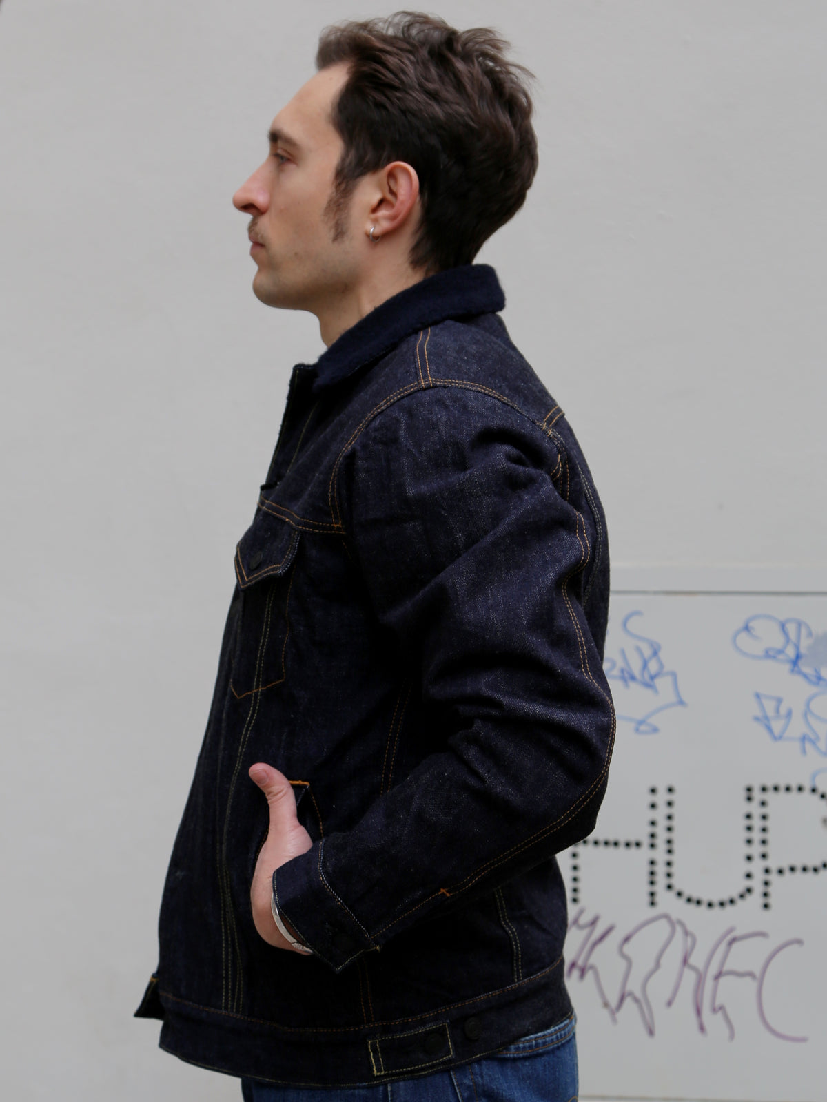 Momotaro Jeans 15.7Oz Denim Boa Jacket - Indigo (MXOT11023A)