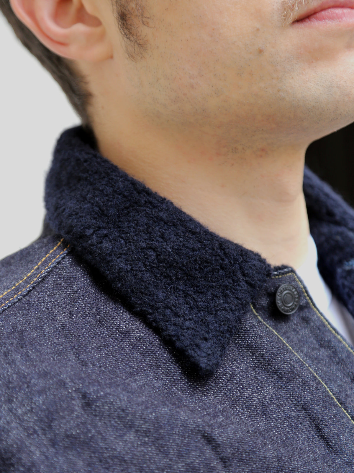 Momotaro Jeans 15.7Oz Denim Boa Jacket - Indigo (MXOT11023A)