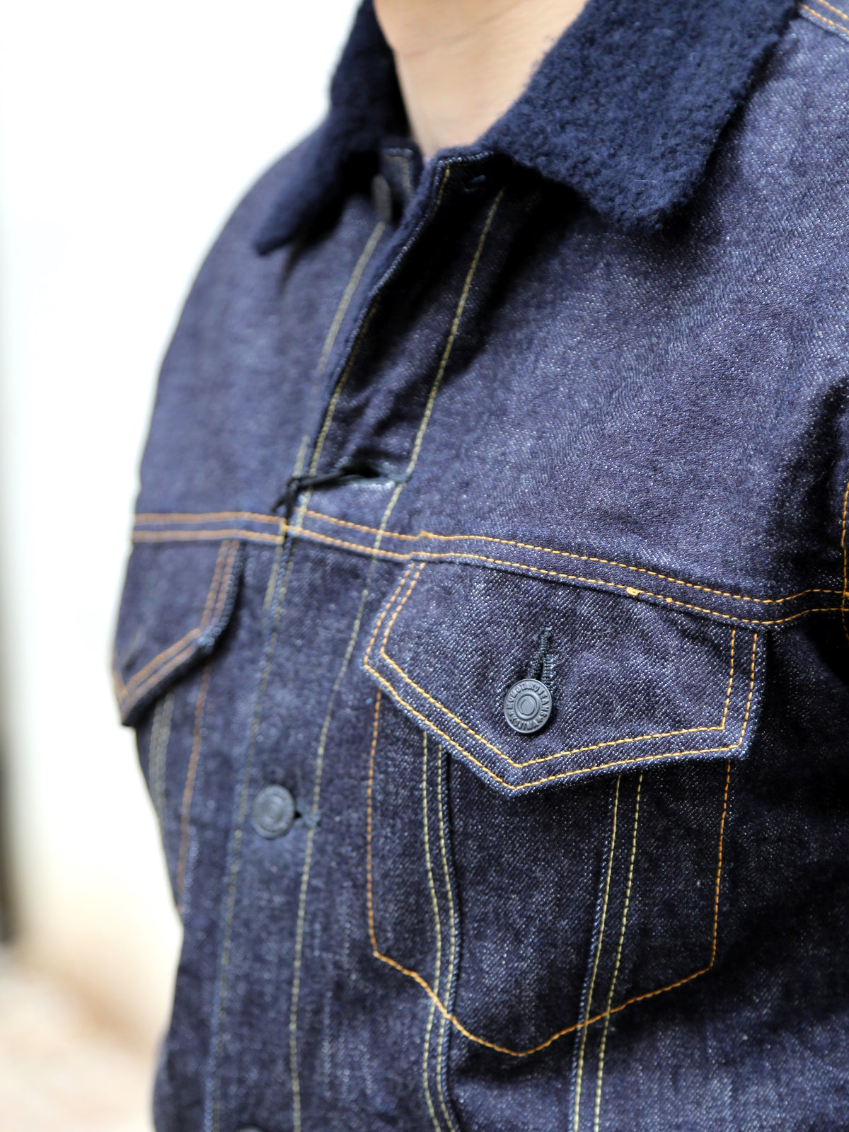 Momotaro Jeans 15.7Oz Denim Boa Jacket - Indigo (MXOT11023A)