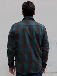 Indigofera Norris Shirt - Petrol/Brown (6678-887-05)