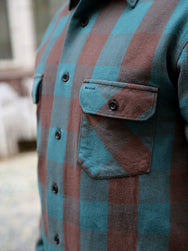 Indigofera Norris Shirt - Petrol/Brown (6678-887-05)