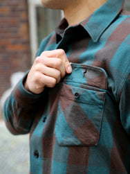 Indigofera Norris Shirt - Petrol/Brown (6678-887-05)