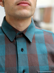 Indigofera Norris Shirt - Petrol/Brown (6678-887-05)