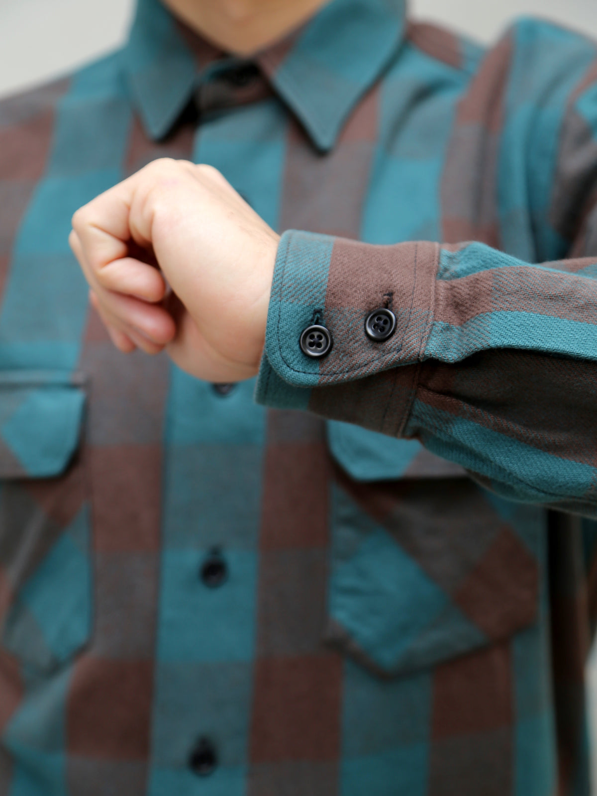 Indigofera Norris Shirt - Petrol/Brown (6678-887-05)