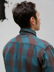 Indigofera Norris Shirt - Petrol/Brown (6678-887-05)