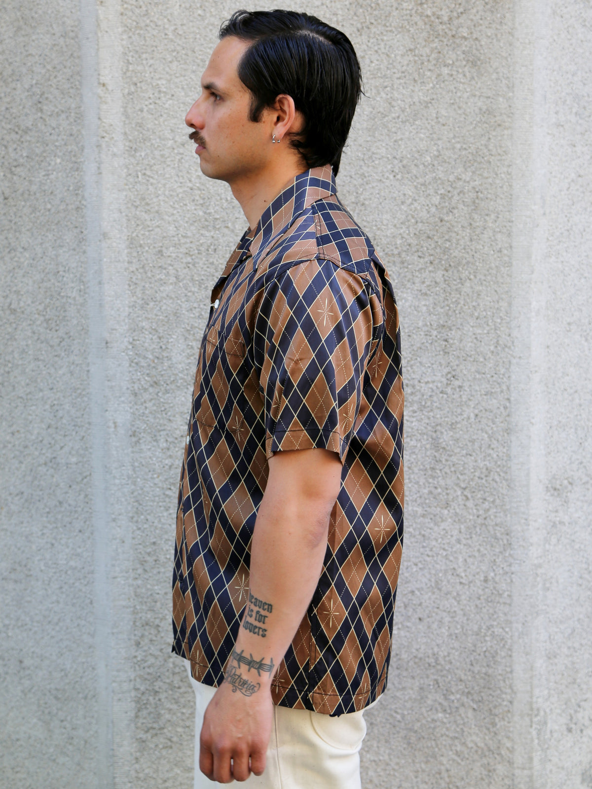 Samurai Jeans "Narahira" Snake Pattern Shirt – Brown (SSA25-01)