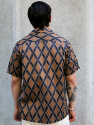 Samurai Jeans "Narahira" Snake Pattern Shirt – Brown (SSA25-01)