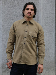 Fleurs de Bagne La Surchemise “Olerón” Moleskine – Kaki Sand