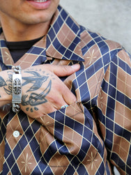 Samurai Jeans "Narahira" Snake Pattern Shirt – Brown (SSA25-01)