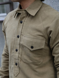 Fleurs de Bagne La Surchemise “Olerón” Moleskine – Kaki Sand